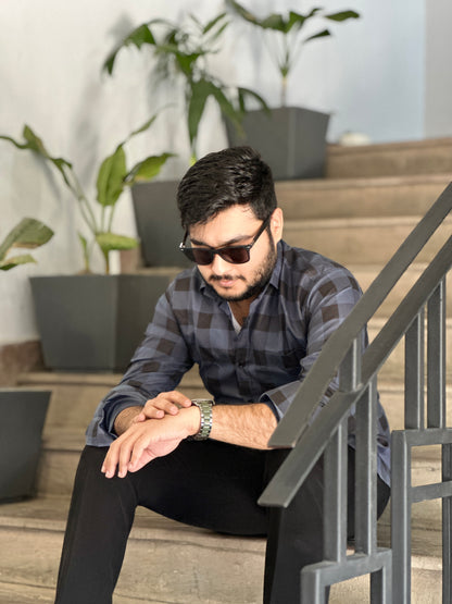 Formal checked black shirt