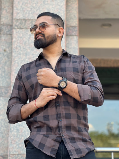 Bold Basis checked brown shirt