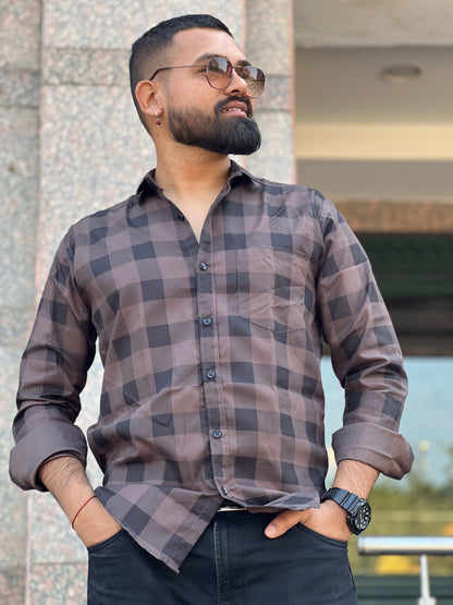 Bold Basis checked brown shirt