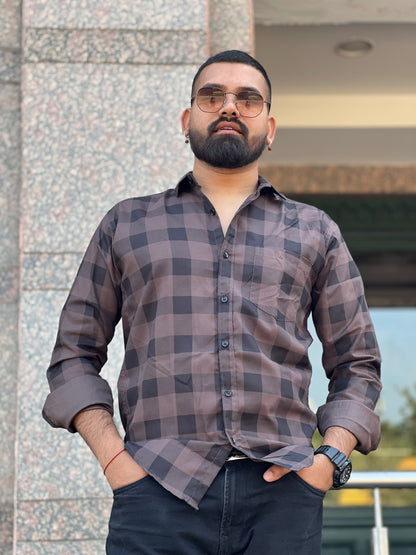 Bold Basis checked brown shirt