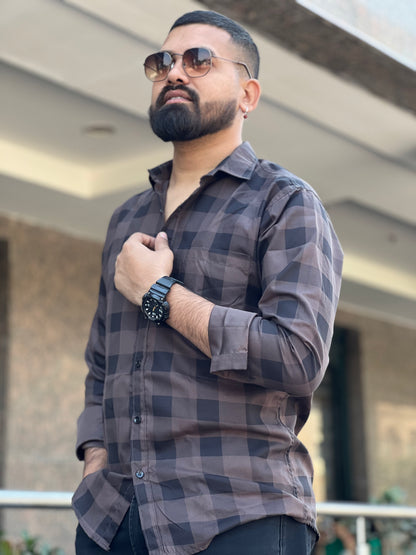 Bold Basis checked brown shirt