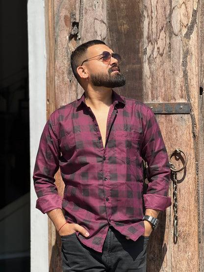 Classy checked red and black shirt