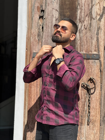 Classy checked red and black shirt