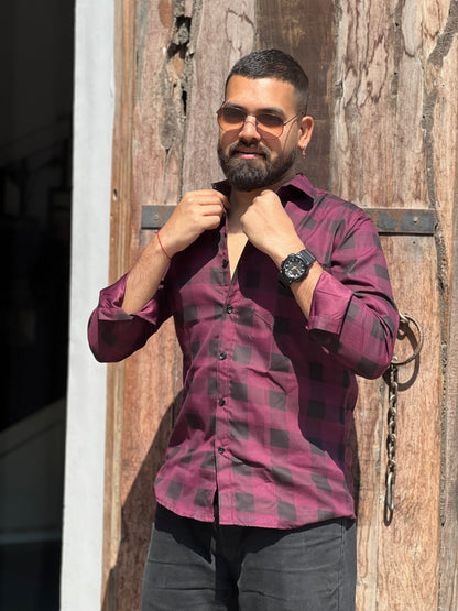 Classy checked red and black shirt
