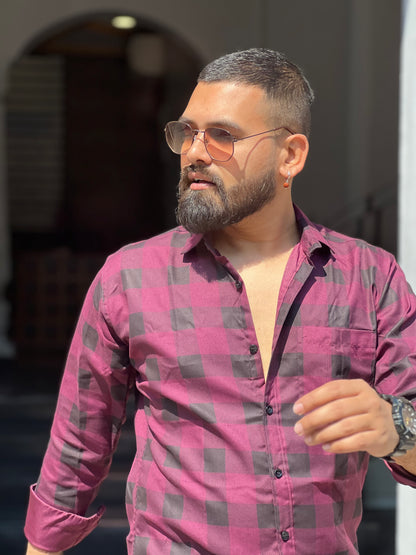Classy checked red and black shirt