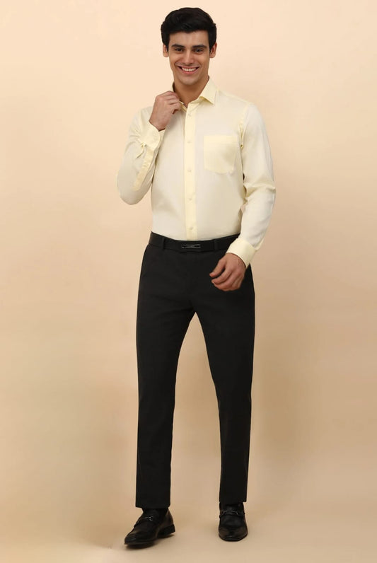 Solid formal shirt in lemon color