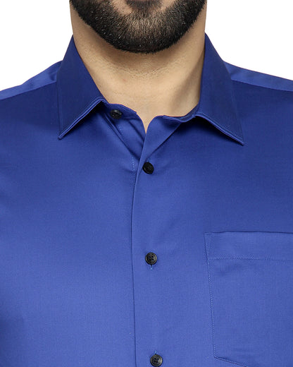 Solid formal shirt in royal blue