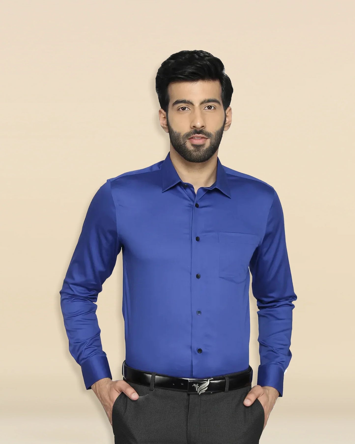 Solid formal shirt in royal blue