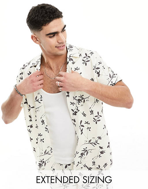 Seersucker floral shirt in white