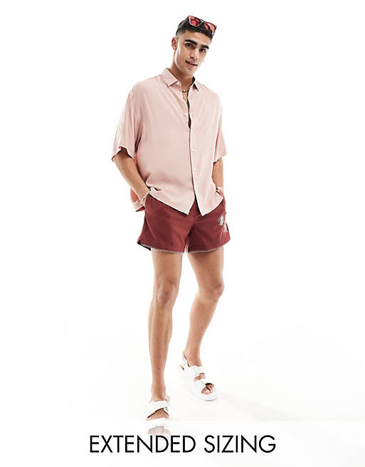 Oversized viscose shirt in light pink