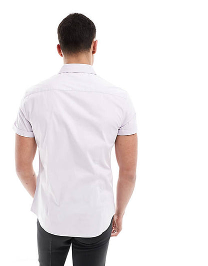 Slim fit work shirt with rolled sleeves in lilac