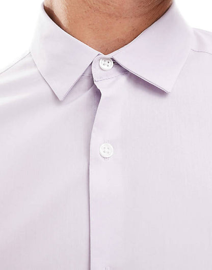 Slim fit work shirt with rolled sleeves in lilac