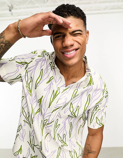 Shirt in scribble floral print