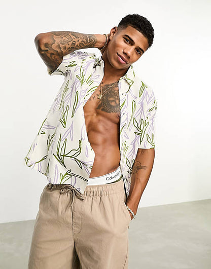 Shirt in scribble floral print