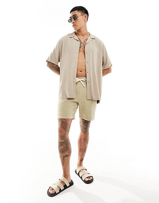 Relaxed viscose shirt in stone