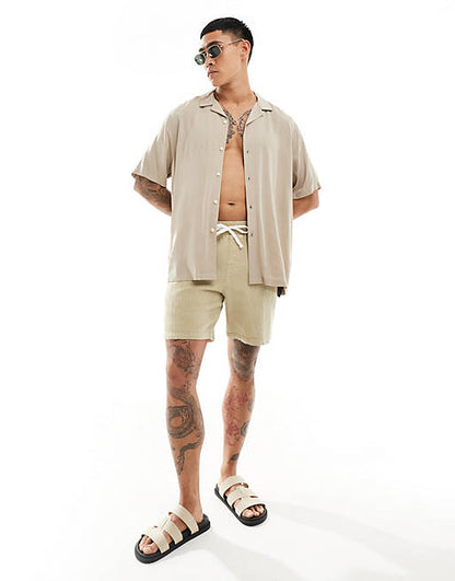 Relaxed viscose shirt in stone