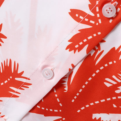 Men's Hawaiian White print short sleeve casual shirt