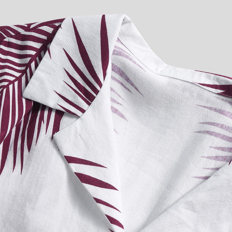 Palm Leaf print short sleeve casual shirt