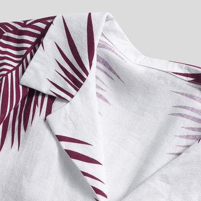 Palm Leaf print short sleeve casual shirt