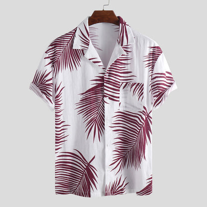 Palm Leaf print short sleeve casual shirt