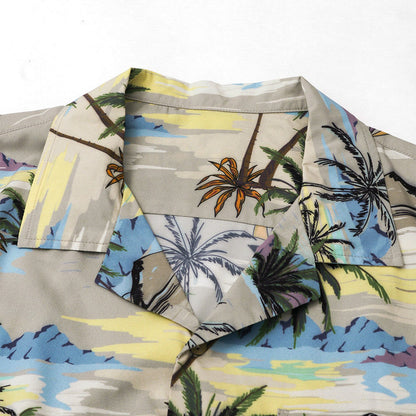 Men's Beach Leaf print short sleeve casual shirt