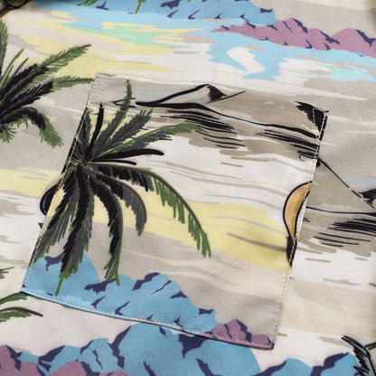 Men's Beach Leaf print short sleeve casual shirt