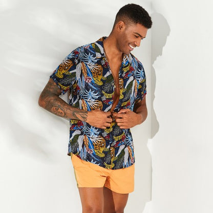 Multicolor printed short sleeve casual shirt