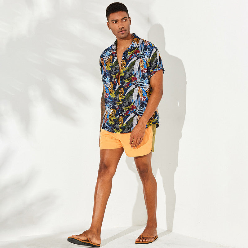 Multicolor printed short sleeve casual shirt
