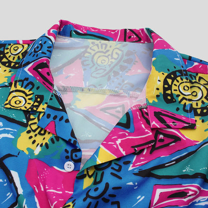 Men's Geo paint print short sleeve casual shirt