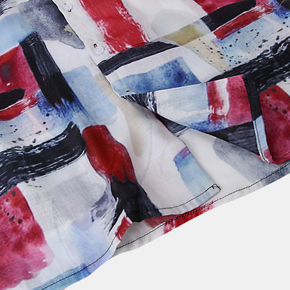 Men's Geomatric Brush print short sleeve casual shirt