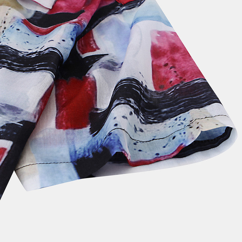 Men's Geomatric Brush print short sleeve casual shirt