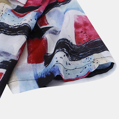 Men's Geomatric Brush print short sleeve casual shirt