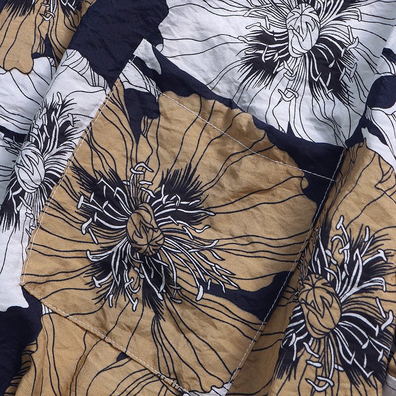 Men's Big Leaf print short sleeve casual shirt
