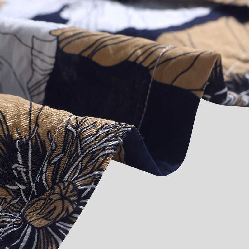 Men's Big Leaf print short sleeve casual shirt