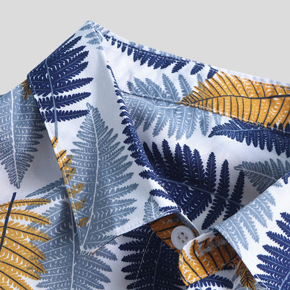 Men's light palm print short sleeve casual shirt