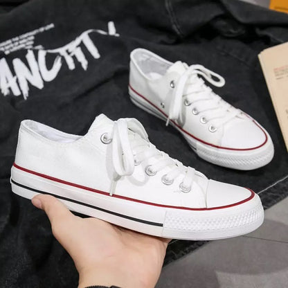 TRENDY MEN'S WHITE CANVAS SHOES