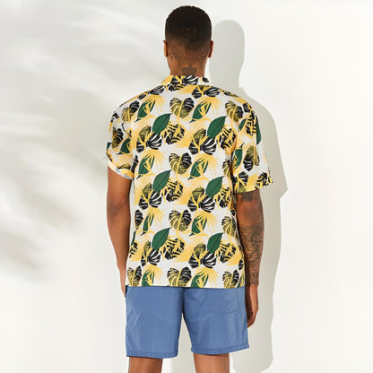 Men's Desert yellow print short sleeve casual shirt