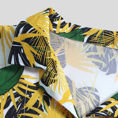 Men's Desert yellow print short sleeve casual shirt