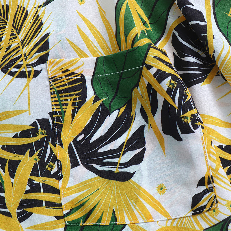 Men's Desert yellow print short sleeve casual shirt