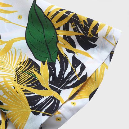 Men's Desert yellow print short sleeve casual shirt
