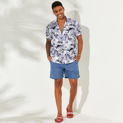 Oldschool Leaf print short sleeve casual shirt