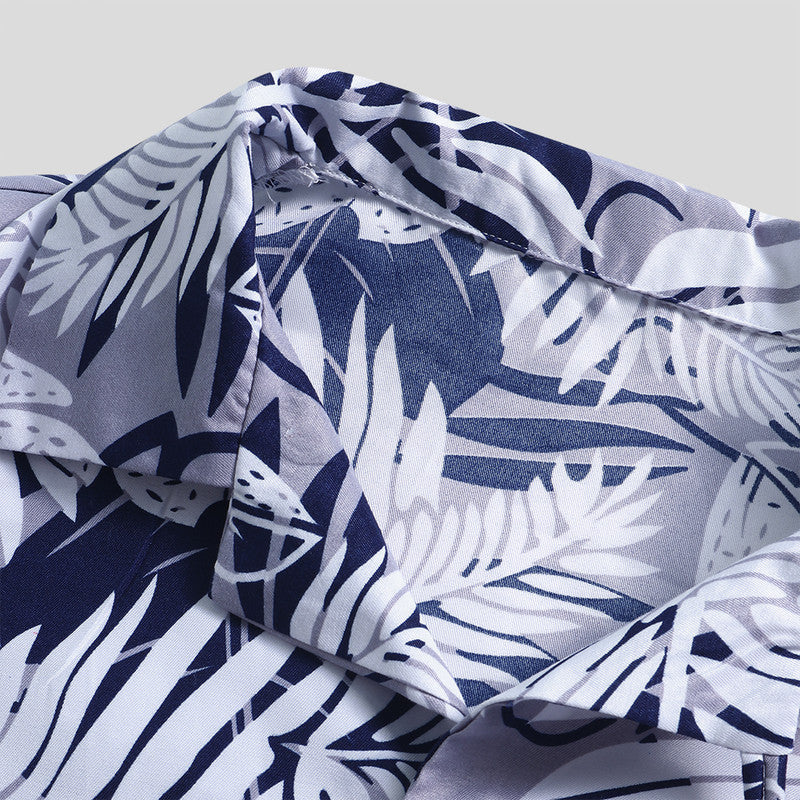 Oldschool Leaf print short sleeve casual shirt