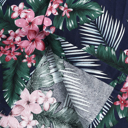 Men's Big Leaf Print Short Sleeve Casual Shirt