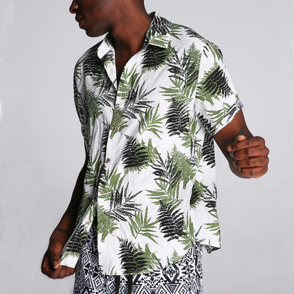 Hawaiian print short sleeve casual shirt