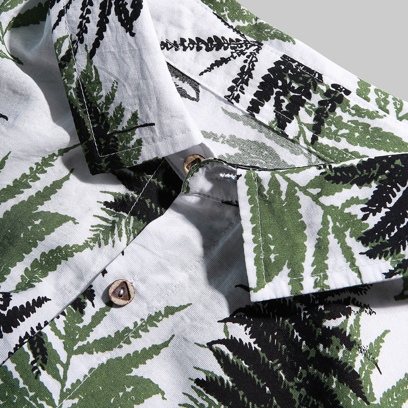 Hawaiian print short sleeve casual shirt