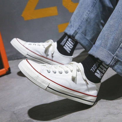 TRENDY MEN'S WHITE CANVAS SHOES